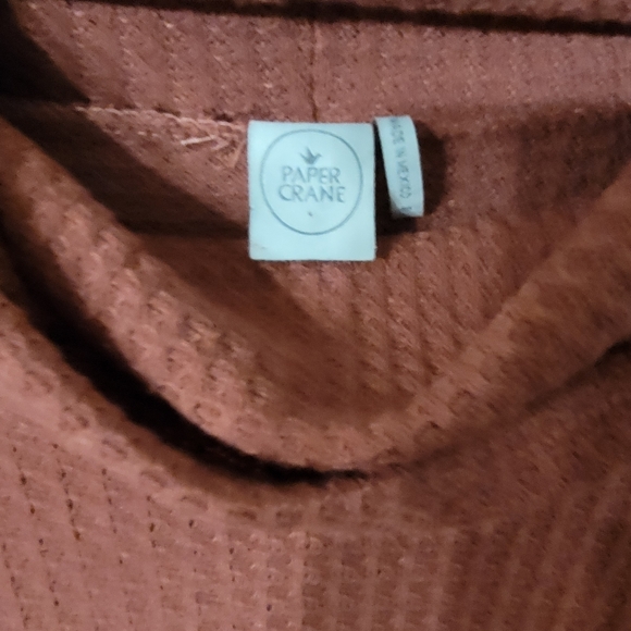 Paper Crane Waffle Knit Cowl Neck Sweater Size Small Rust Color - Picture 5 of 6